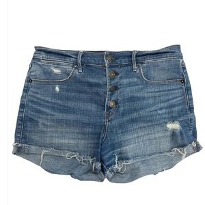 ABERCROMBIE & FITCH Denim Cut Off Short Frayed distressed Button Fly